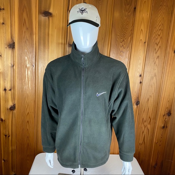 VTG 90s Nike Fleece Full Zip Jacket Swoosh XL Gray - Picture 2 of 13